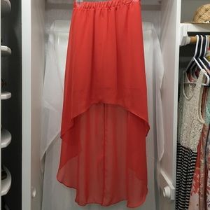 Coral high/low skirt